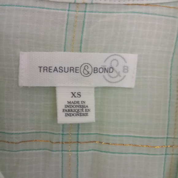 Treasure & Bond Green Plaid Button Down Shirt XS - Picture 10 of 12